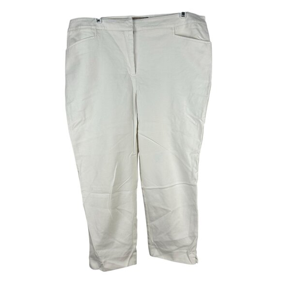 Fabulously Slimming Chicos Womens White Cotton Blend Crop Pants Size 25 Regular - Picture 1 of 5